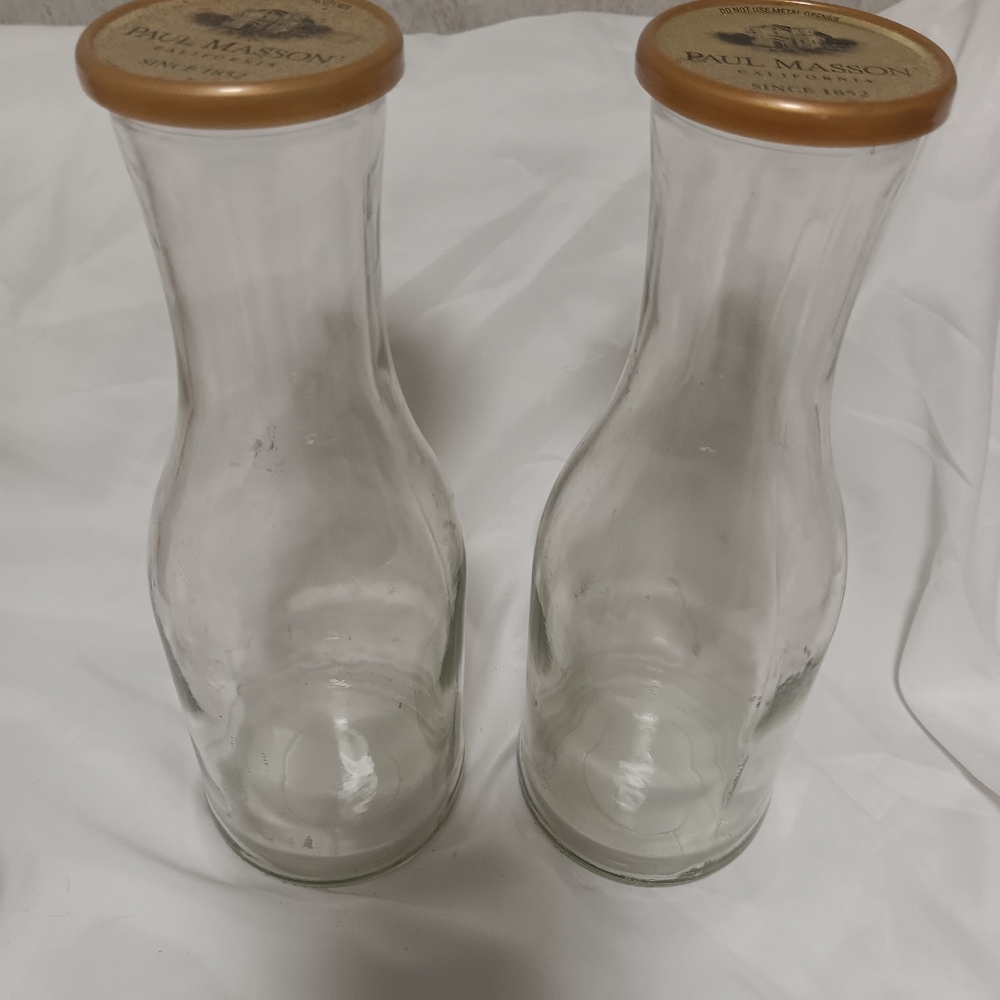 2 Paul Masson Since 1852 Glass Wine Bottles